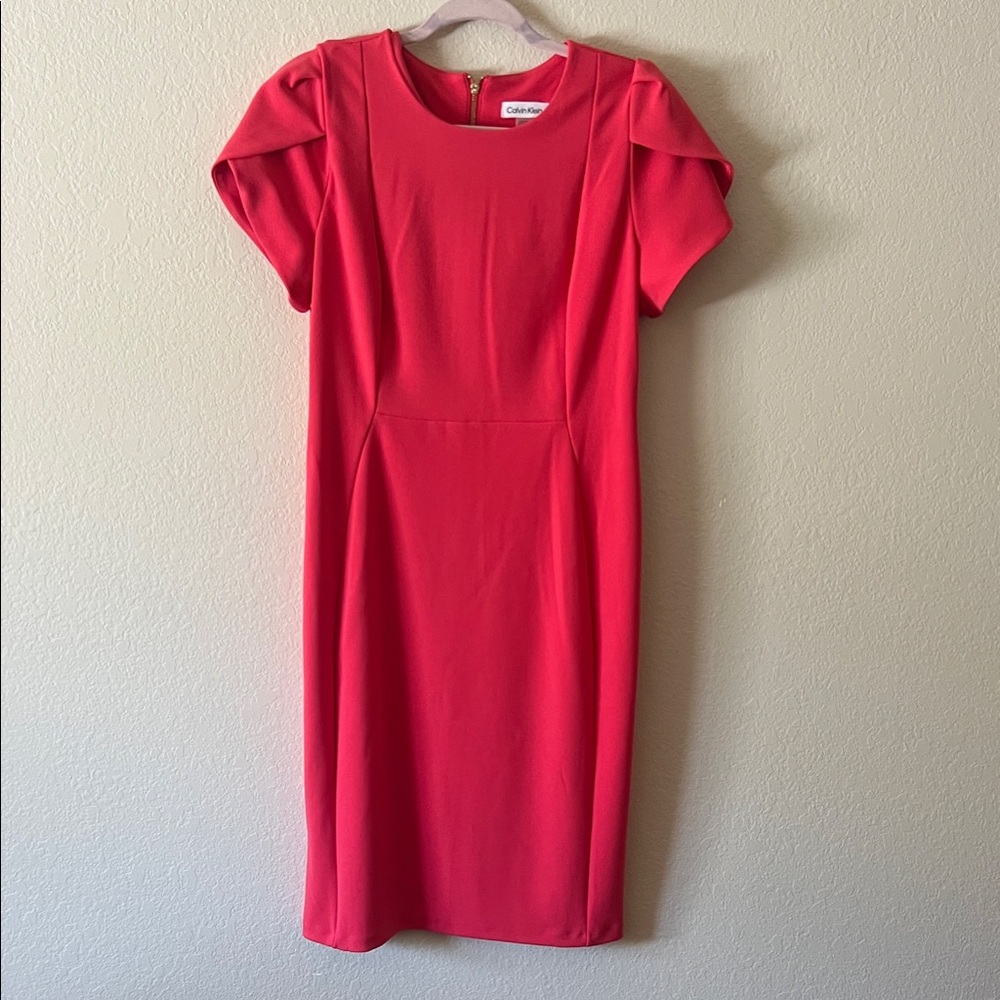 Calvin Klein Vibrant Coral  Midi Dress